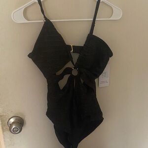 Time and Tru Black Glitter Swimsuit